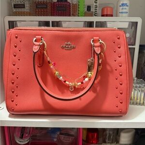 Coach Pink Satchel with Gold Accents